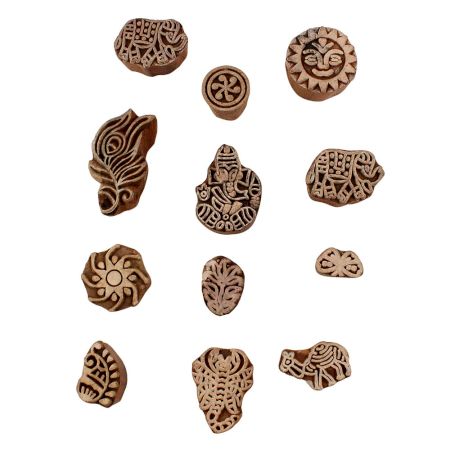 Set of 12 Piece New Mix Wooden Printing Blocks